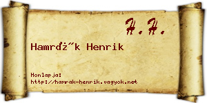 Hamrák Henrik névjegykártya