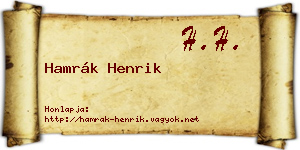 Hamrák Henrik névjegykártya